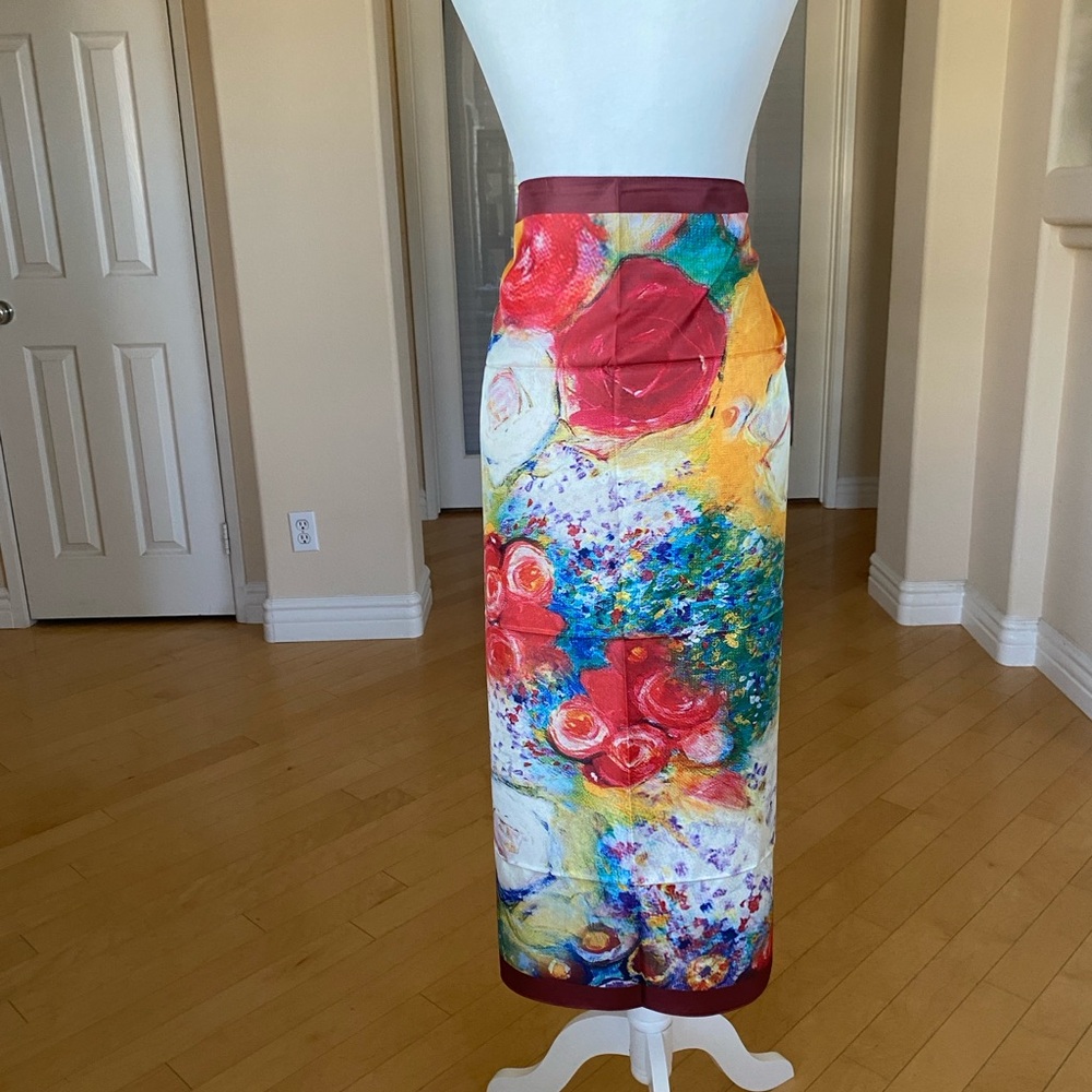 Vibrant Artistic Silk Floral Scarf Wrap Sarong - Picture 4 of 10